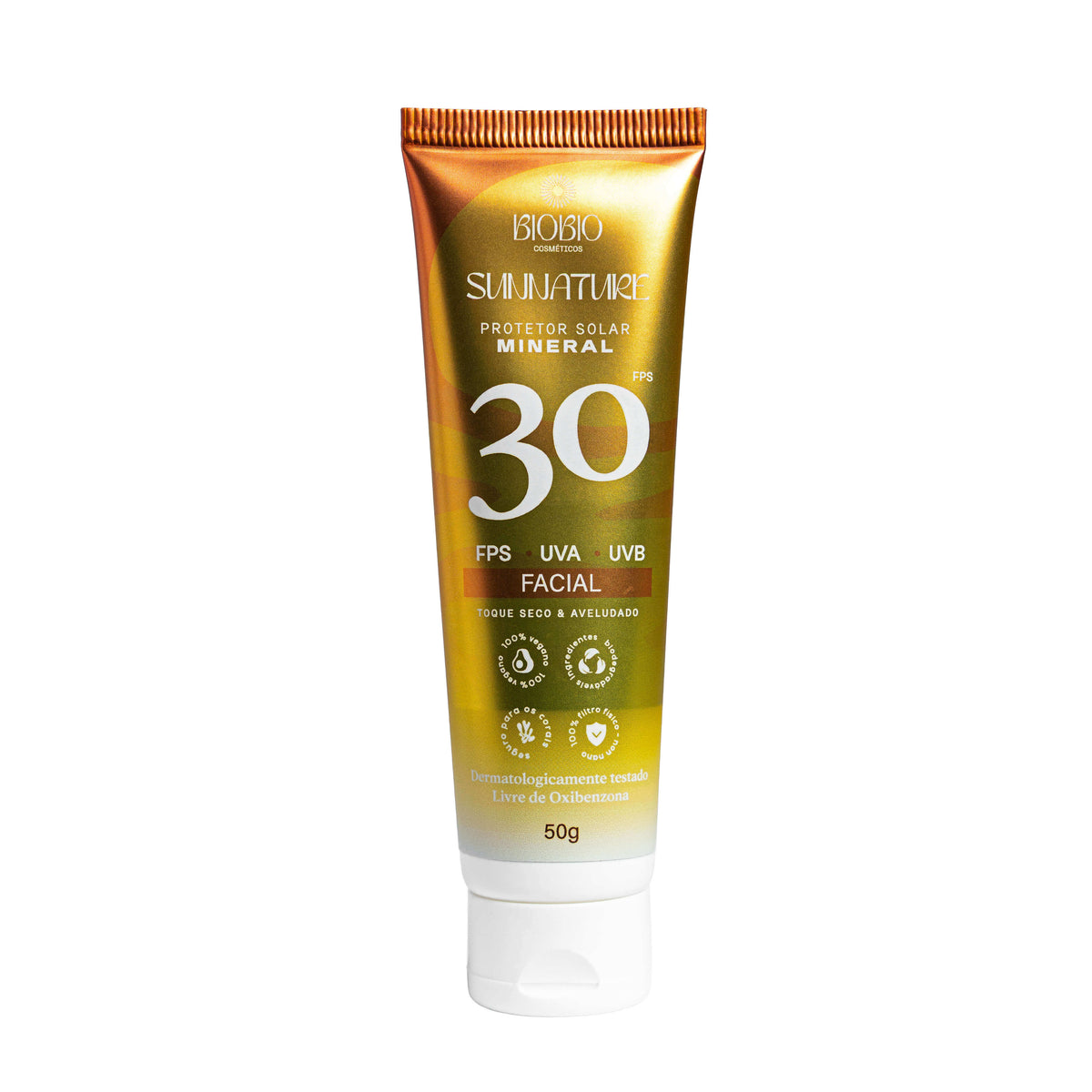 Protetor Solar 100% Físico e Mineral BioBio FPS 30, componente do Combo Pele Uniforme