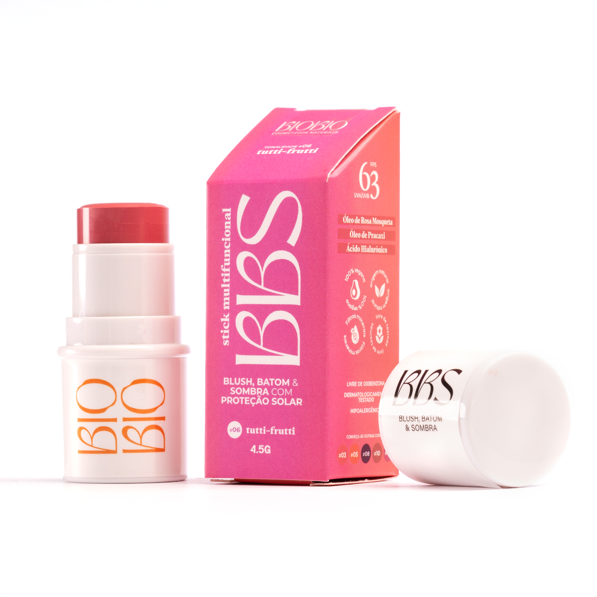 BBS Biobio Blush, Batom e Sombra FPS 63