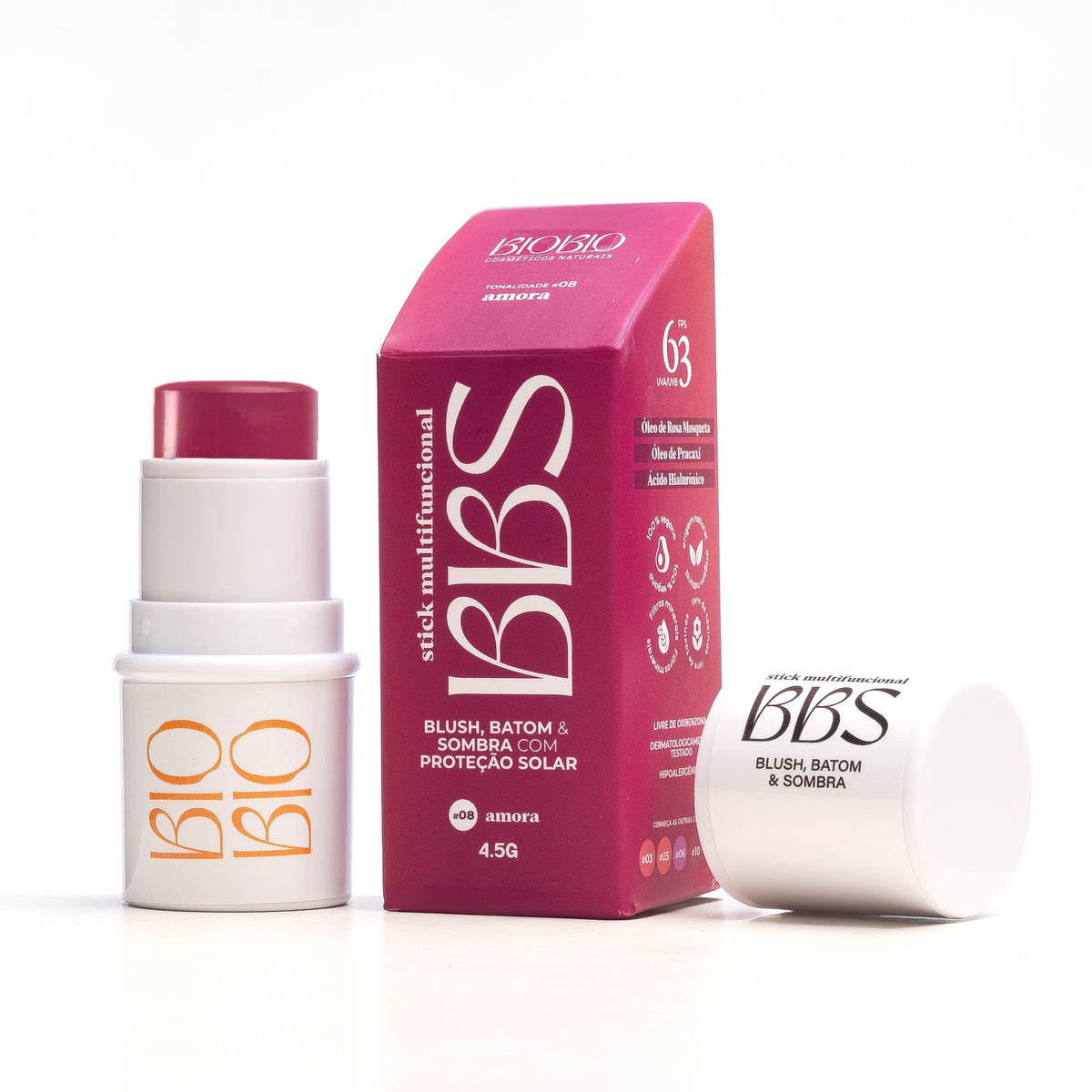 BBS Biobio Blush, Batom e Sombra FPS 63