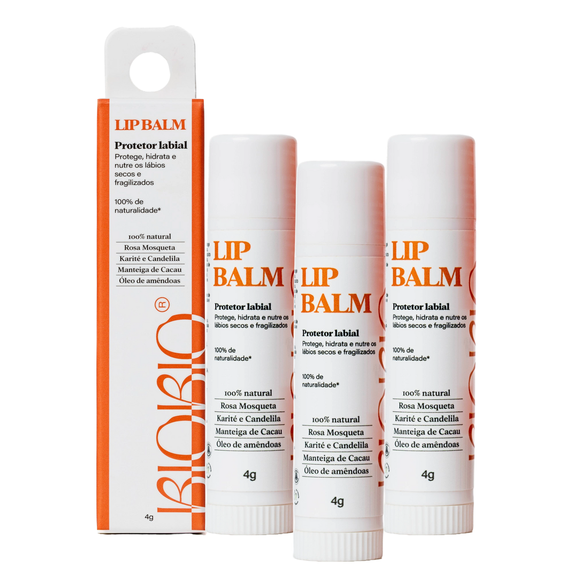 Lip Balm Hidratante Labial BioBio Triplo