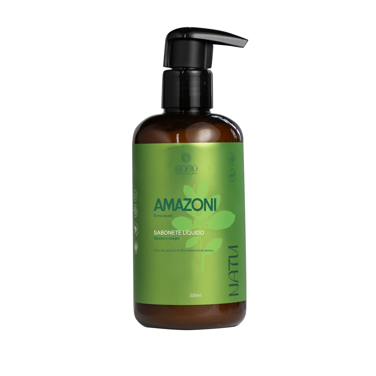 Sabonete Líquido Amazoni Erva Mate 99% Natural