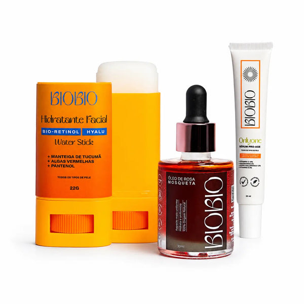 Combo Pele Renovada BioBio: Bastão Bioretinol Hyalu, Sérum Only One Pro Age e Óleo de Rosa Mosqueta